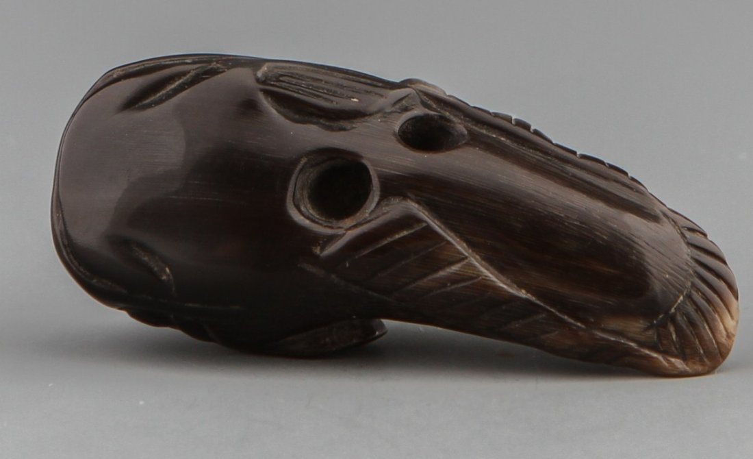 JAPANESE CARVED STONE NETSUKE PUFFERFISH - 3
