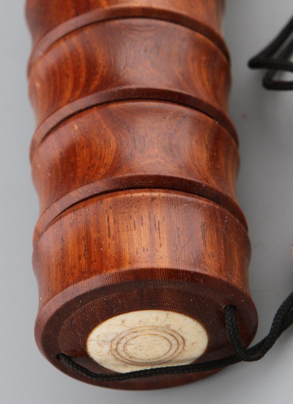 JAPANESE WOOD INRO WITH BONE NETSUKE - 2