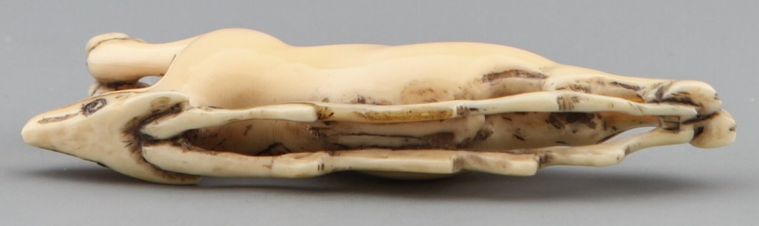 JAPANESE CARVED IVORY NETSUKE SIKA DEER - 3