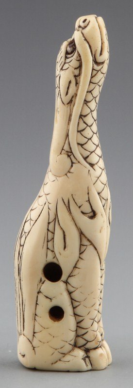 JAPANESE CARVED IVORY NETSUKE MING DRAGON - 2
