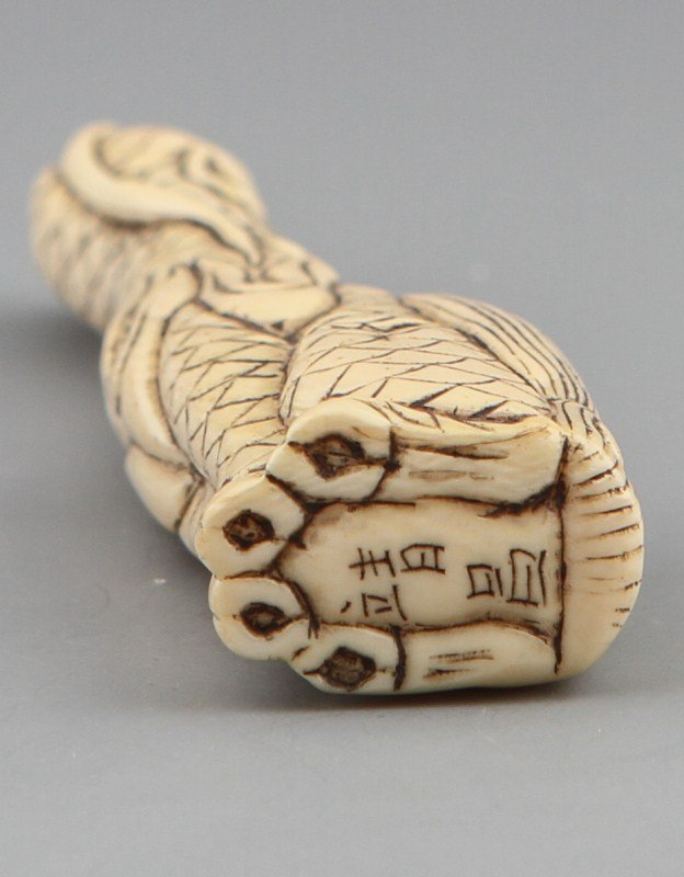 JAPANESE CARVED IVORY NETSUKE MING DRAGON - 3