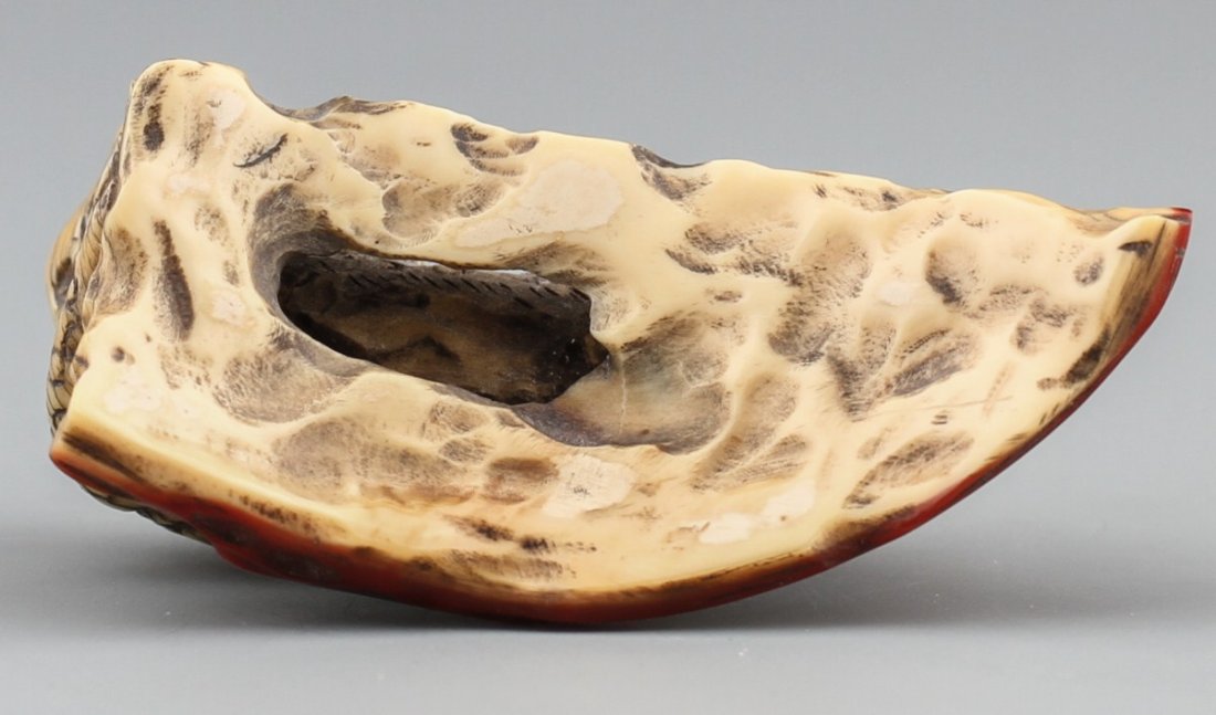 JAPANESE CARVED IVORY OKIMONO FOO DOG ON TREE - 3