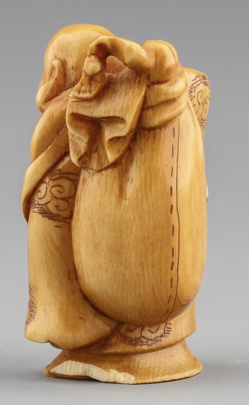 JAPANESE CARVED IVORY NETSUKE HOTEI - 2