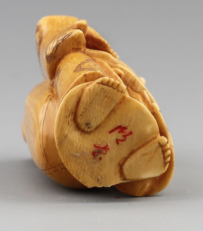 JAPANESE CARVED IVORY NETSUKE HOTEI - 3