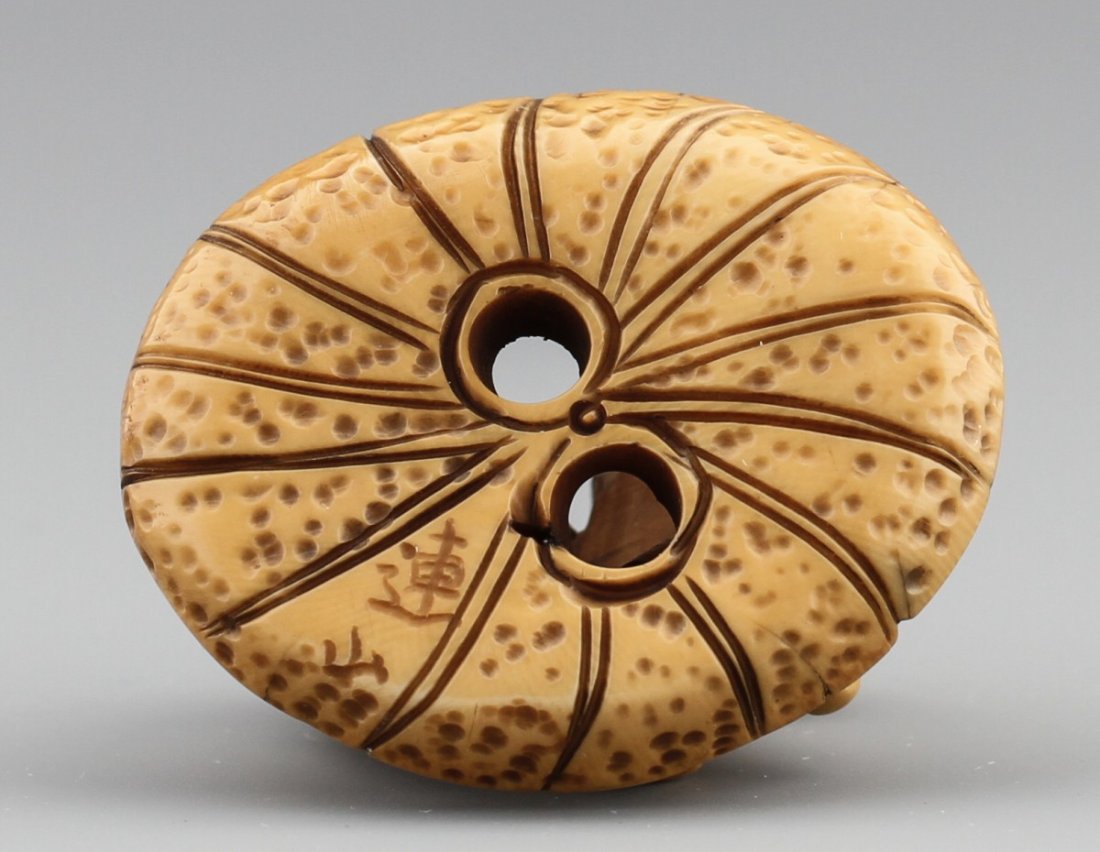 JAPANESE CARVED IVORY NETSUKE KAPPA AND HARE - 3