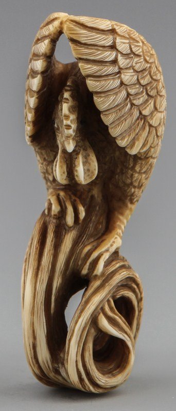 JAPANESE CARVED IVORY NETSUKE PHOENIX