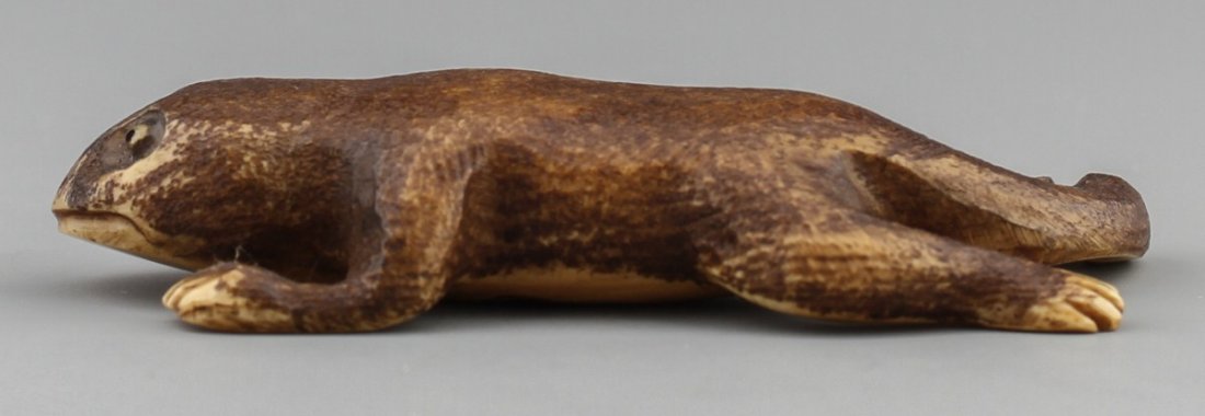 JAPANESE CARVED IVORY NETSUKE SALAMANDER - 2
