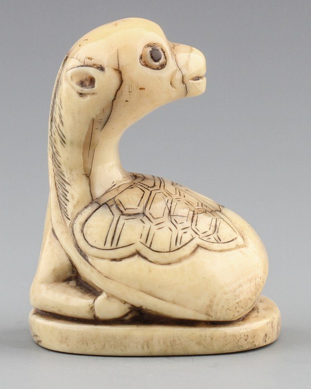JAPANESE CARVED IVORY NETSUKE TURTLE - 2
