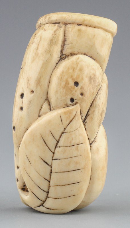 JAPANESE CARVED IVORY NETSUKE LOQUAT FRUIT