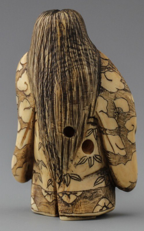 JAPANESE CARVED IVORY NETSUKE HANYA DANCER - 2