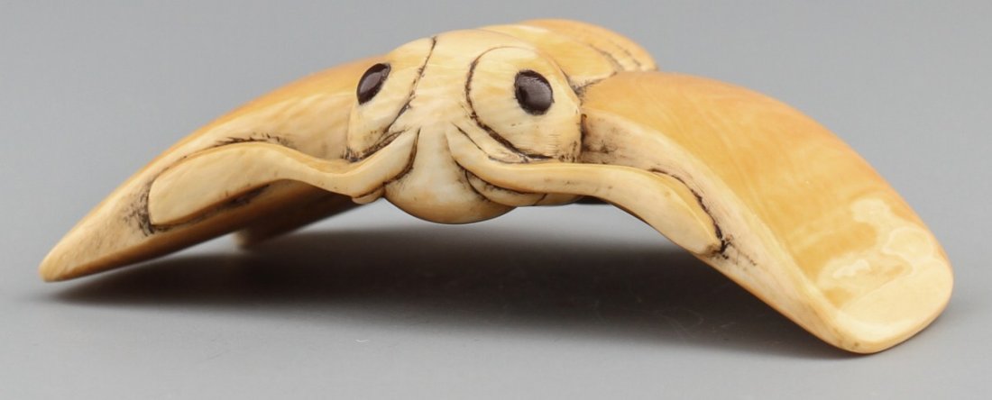 JAPANESE CARVED IVORY NETSUKE BUTTERFLY