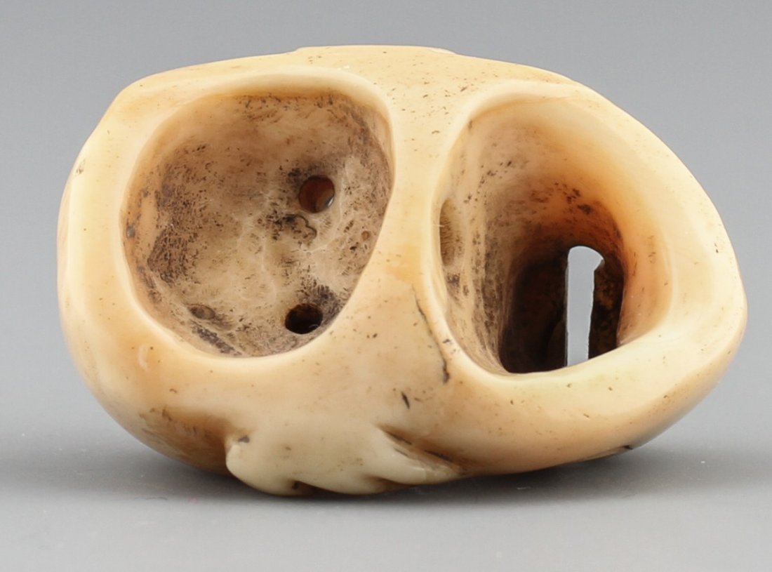 JAPANESE CARVED IVORY NETSUKE NOK KAPPA MASK - 3