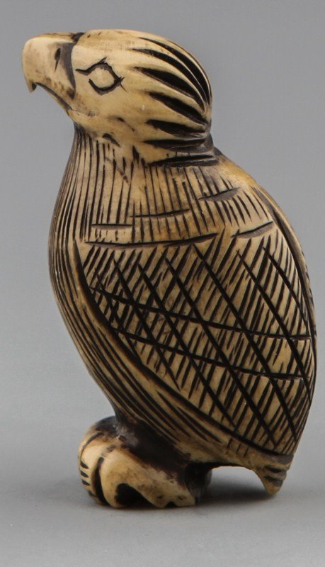 JAPANESE CARVED IVORY NETSUKE ASIAN SEA EAGLE - 2