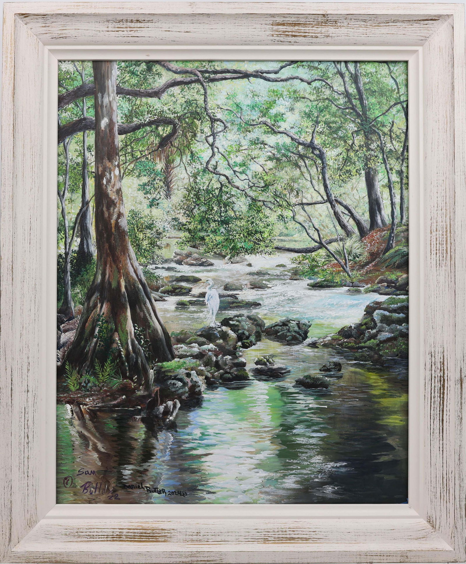 SAM & DANIEL BUTLER FLORIDA ARTIST COLLABORATION: Butler, Sam & Daniel - Florida Artist Painting. Acrylic on Canvas- signed lower left. Daniel and Sam Butler, the talented sons of the renowned artist Robert Butler, have crafted an exceptional paintin