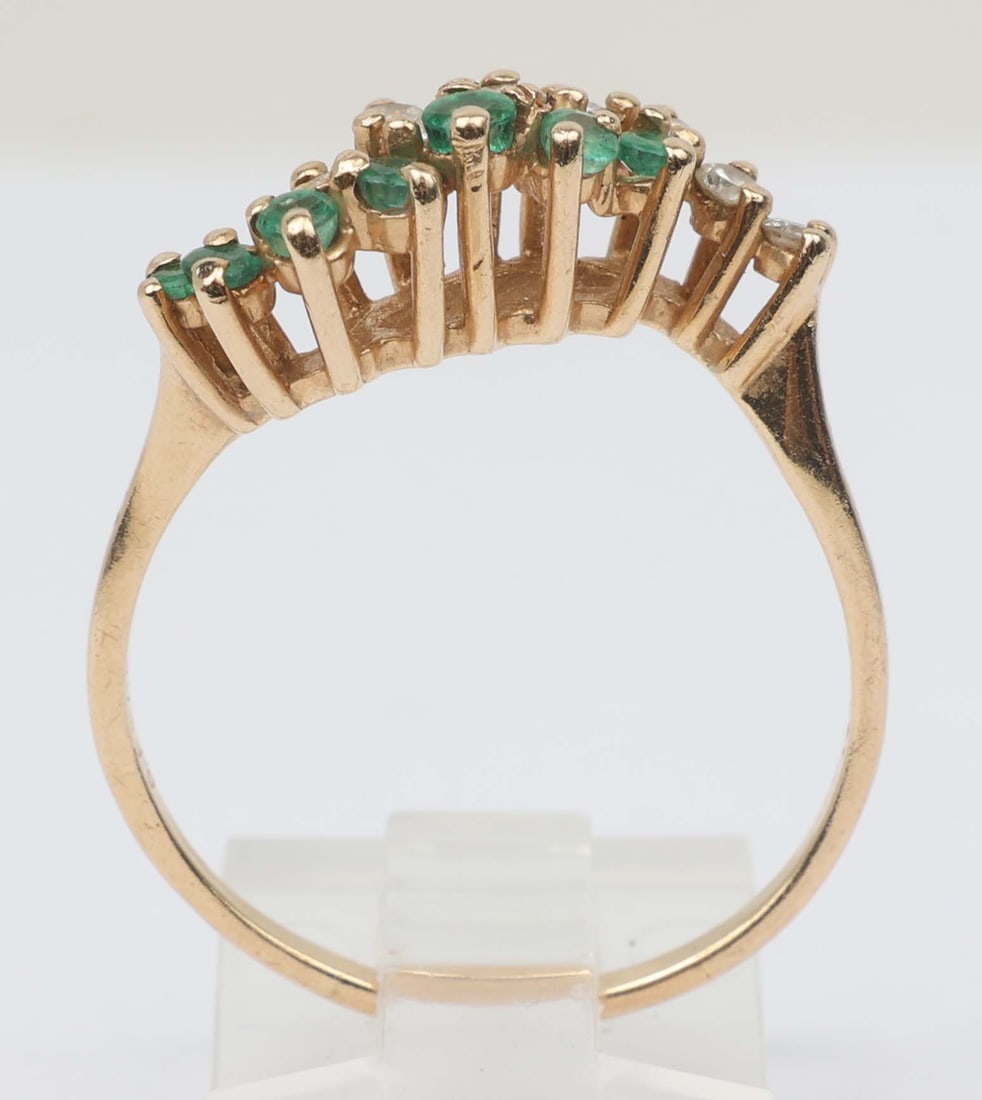14K EMERALD & DIAMOND RING - 3