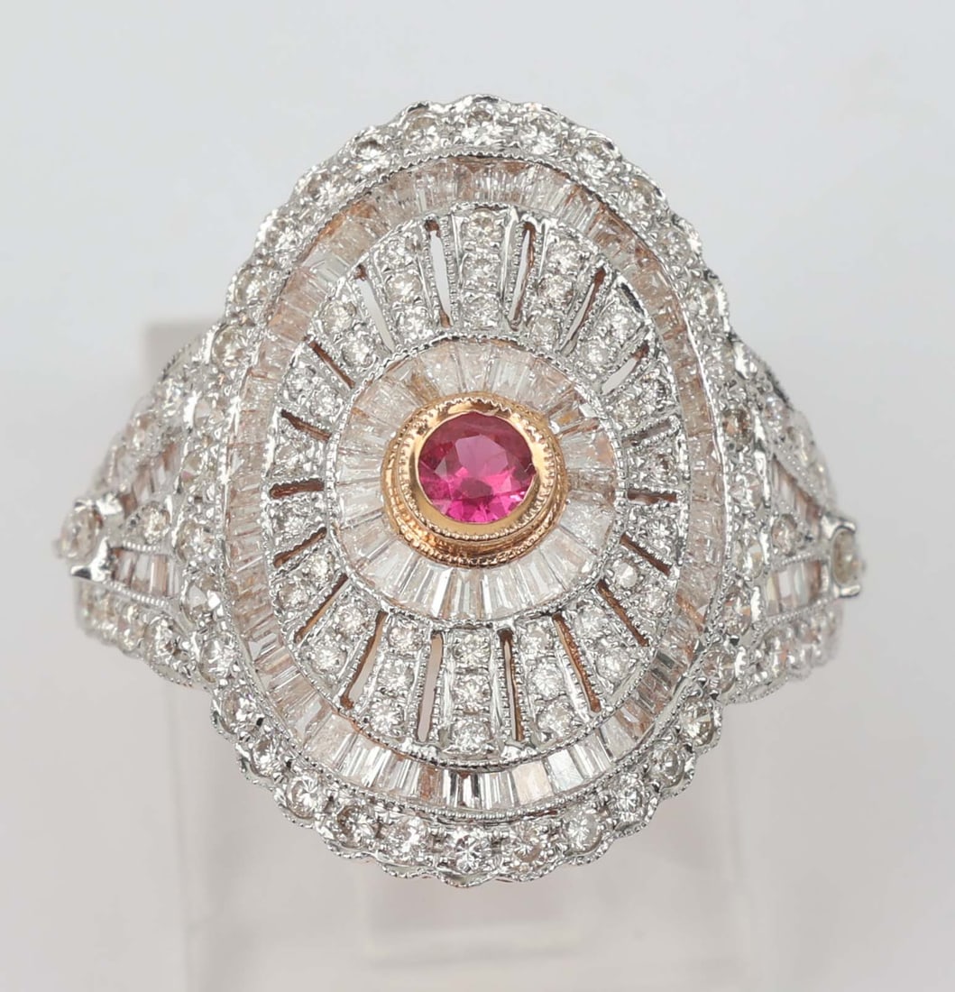 18K ROSE & WHITE GOLD RING DIAMOND & RUBY (1 of 4)