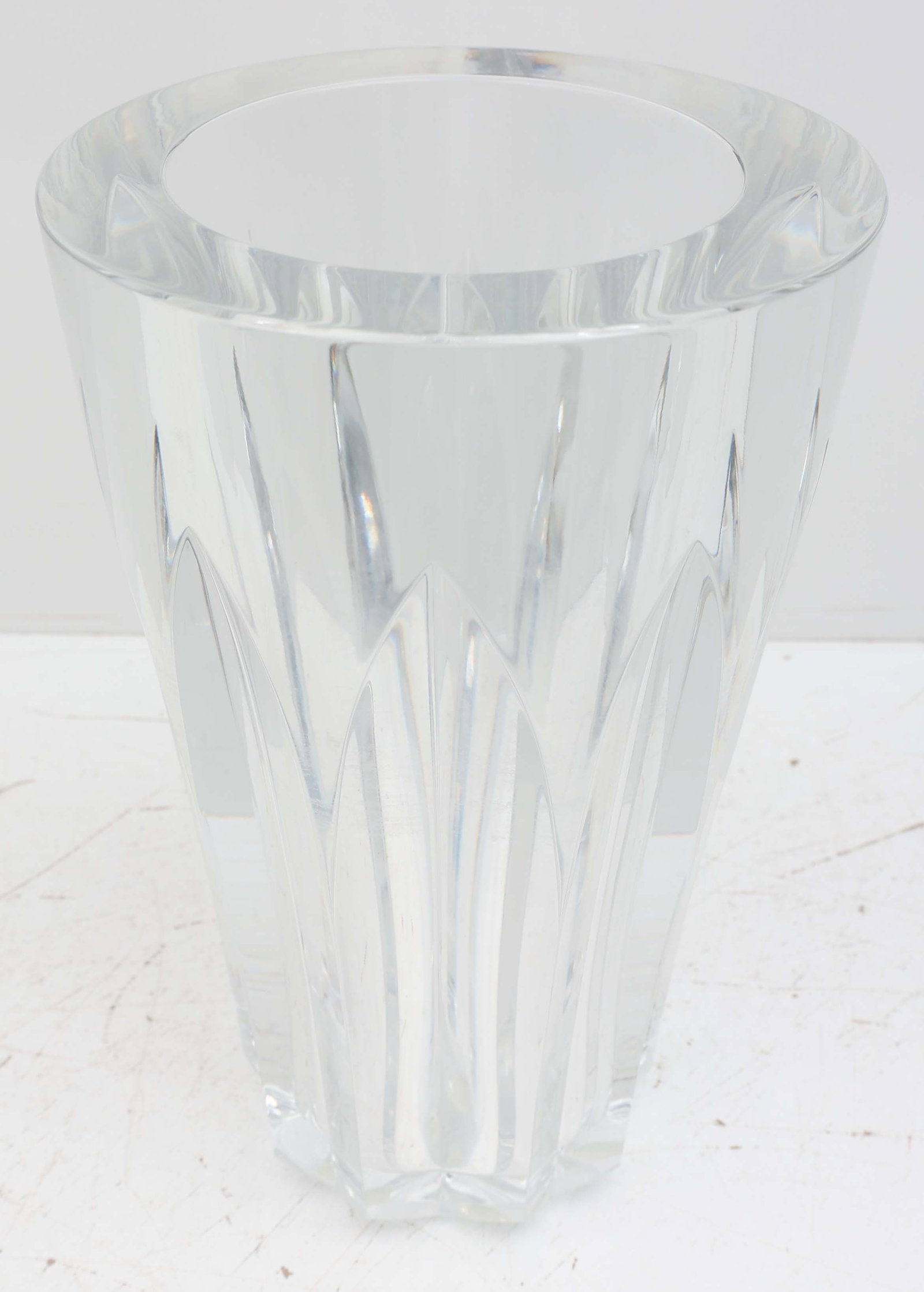 BACCARAT LARGE VASE CYLINDRICAL FLARED FLUTING (1 of 3)