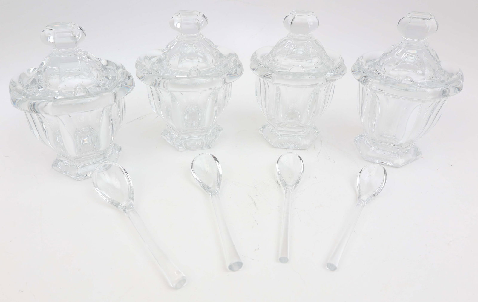 BACCARAT 4 CONDIMENT JARS LIDS & SPOONS (1 of 5)