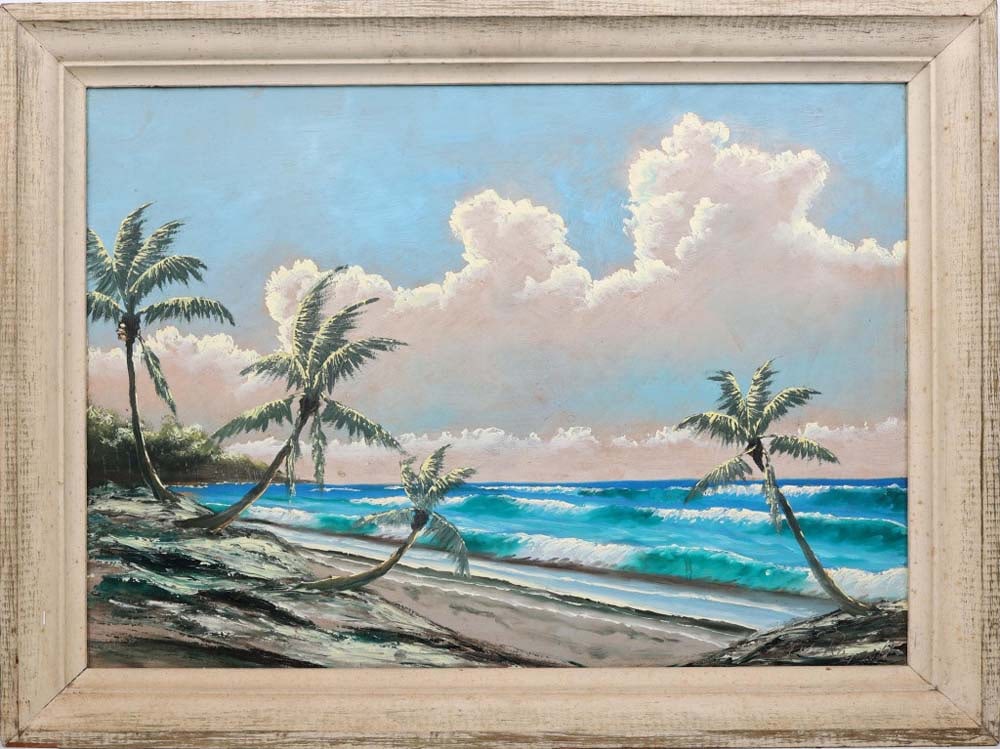 WILLIE REYNOLDS FLORIDA ARTIST ANOTHER HALFWAYMEN: Reynolds, Willie "Po' Boy" - Florida Artist Painting. Oil on Upson - signed lower right. Executed in brush and palette knife. Willie was among the lesser-known artists associated with the Florida High