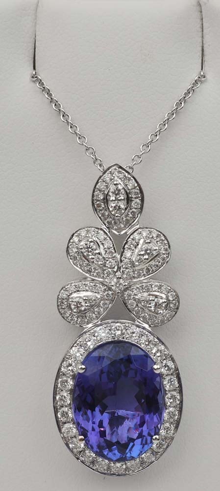 18K WHITE GOLD TANZANITE DIAMOND PENDANT (1 of 3)