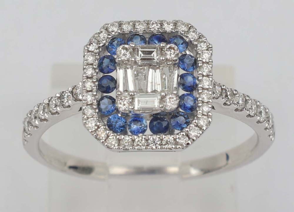 18K WHITE GOLD DIAMOND SAPPHIRE RING (1 of 4)