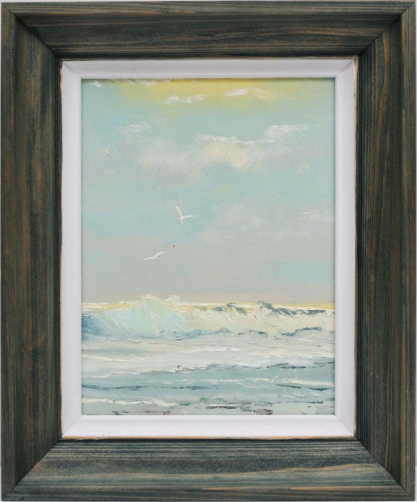 SAM NEWTON FLORIDA HIGHWAYMEN CRESTING WAVES: Newton, Samuel (B.1948) Florida Highwaymen Painting. Oil on Canvas Board - signed lower right. Executed in brush and palette knife. Highwaymen artist Sam Newton portrays the power and beauty of the Fl