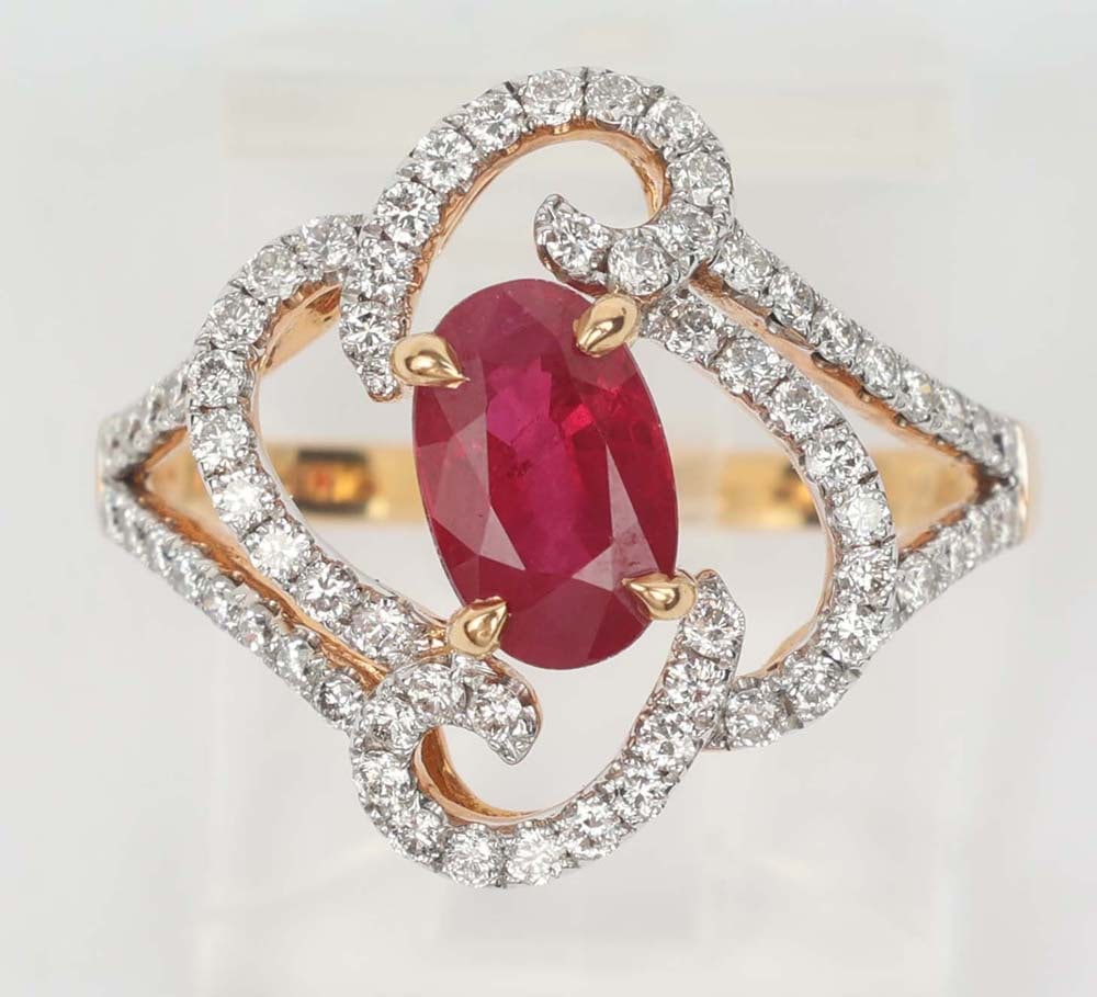 18K YELLOW GOLD RUBY & DIAMOND RING - 2