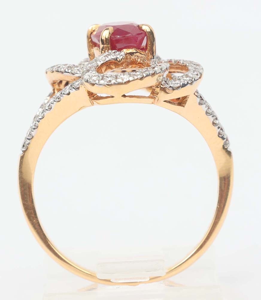 18K YELLOW GOLD RUBY & DIAMOND RING - 3