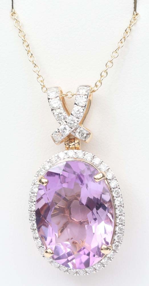 14K YELLOW GOLD AMETHYST & DIAMOND PENDANT (1 of 2)