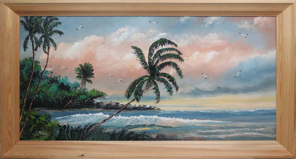 TODD MARTIN FLORIDA ARTIST BAHAMA ISLAND PARADISE: Martin, Todd - Florida Legacy Artist Painting. Oil on Masonite - signed lower left and verso. Executed in brush and palette knife. Todd Martin’s Bahama Island inlet captures the rhythm of tropic
