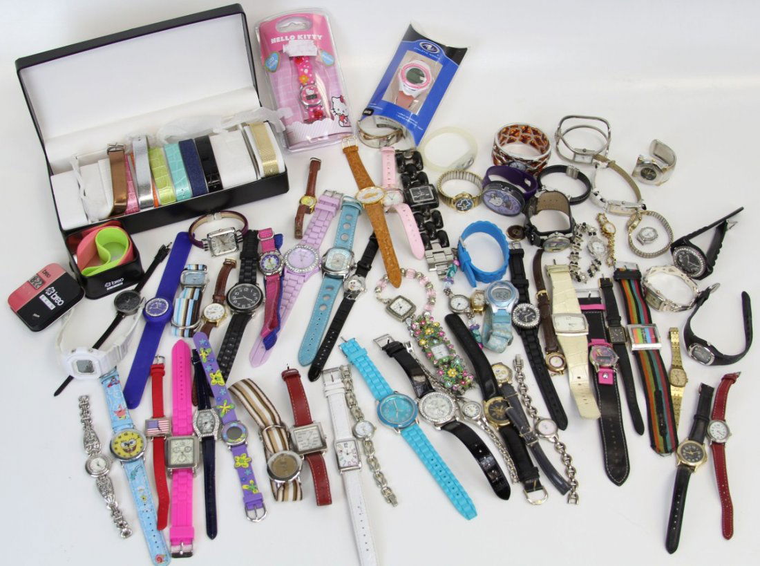 50+ WOMENS WATCHES MOSTLY QUARTZ: 50+ WOMENS WATCHES MOSTLY QUARTZ Lot of 50+ Women's watches including, Jules Jurgenson, Timex, Vice Versa, Bay Stuido, Activa, Pulsar, Boca Classics, Cannes, Gossip, and more.