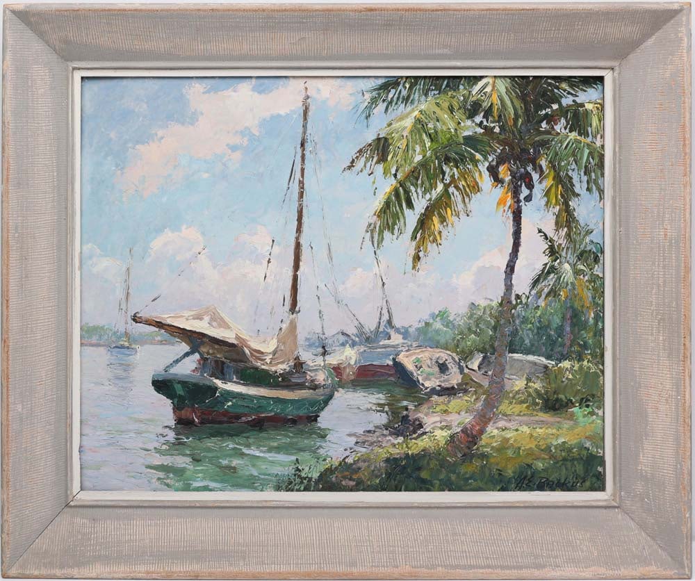 A.E. BACKUS FLORIDA ARTIST NASSAU BOAT YARD (1 of 4)