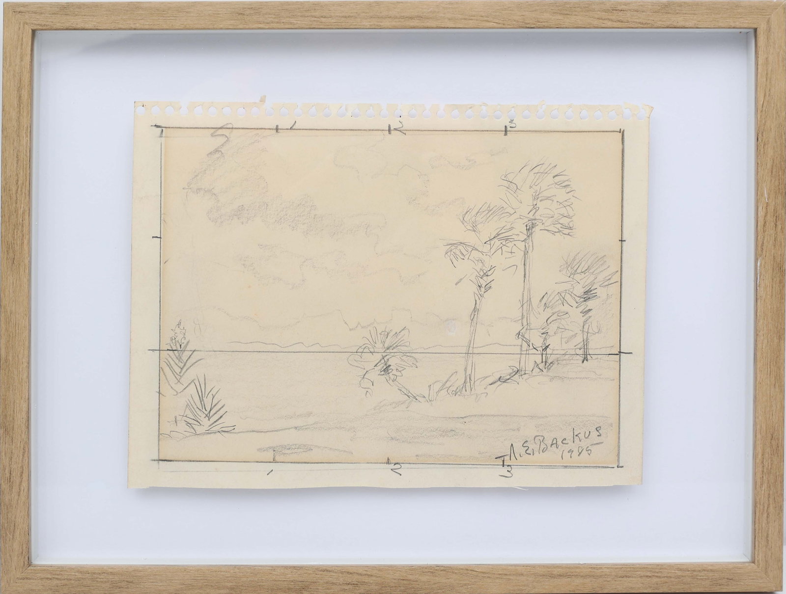 A.E. BACKUS ORIGINAL HAND DRAWN PENCIL SKETCH 1985 (1 of 4)