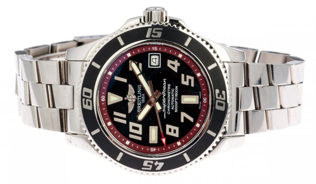 BREITLING SUPEROCEAN GMT: BREITLING SUPEROCEAN GMT Breitling SuperOcean Chronometer Automatic. 1500M. Model #: A17364. Year: 2010. Movement: Self-winding, 21 jewels. Case: 41mm long, 12.65mm thick, Steel. Crown: Screw-locked, 