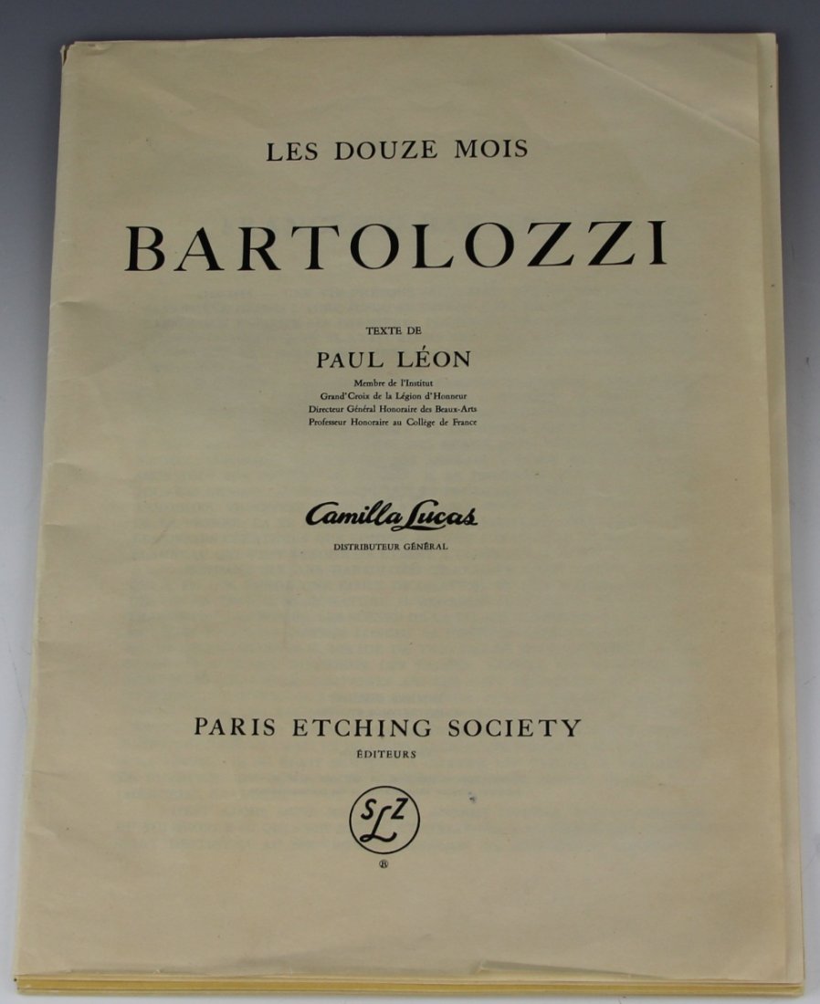 LES DOUZE MOIS BY BARTOLOZZI COLOR ETCHINGS: LES DOUZE MOIS BY BARTOLOZZI COLOR ETCHINGS Set of color etchings entitled, "Les Douze Mois (The Twelve Months)" by artist Francesco Bartolozzi. Each print has the corresponding month written, in Engl