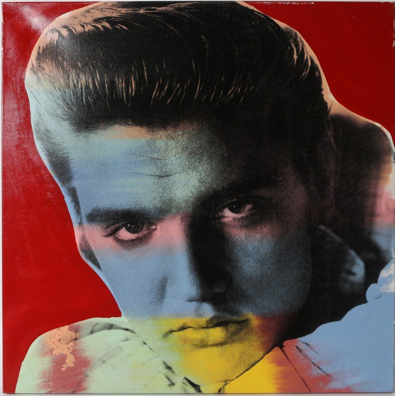STEVE KAUFMAN ELVIS 1 HAND EMBELLISHED SCREENPRINT: STEVE KAUFMAN ELVIS 1 HAND EMBELLISHED SCREENPRINT #54/250 Steve Kaufman (American, 1960-2010), "Elvis 1 (RED)" hand embellished screen print on canvas, 1996; Signed, inscribed and numbered on verso.