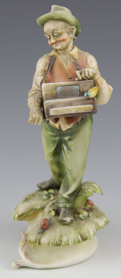 ANTONIO BORSATO THE ORGAN GRINDER PORCELAIN FIGURE: ANTONIO BORSATO THE ORGAN GRINDER PORCELAIN FIGURE Porcelain figure by Antonio Borsato, made in Italy. The Organ Grinder, #797. Content gentleman playing his organ. Figure is signed and stamped on the