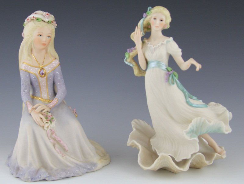 (2) CYBIS PORCELAIN FIGURINES: (2) CYBIS PORCELAIN FIGURINES Two porcelain figures by Cybis. Includes: Aphrodite, #657 and Rapunzel (lilac), #317. Both marked Cybis. Size: ~7 - 10"