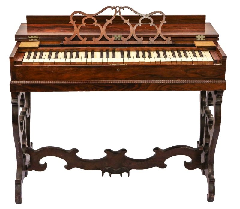 1860'S TREAT & LINSLEY WOODEN MELODEON: 1860'S TREAT & LINSLEY WOODEN MELODEON Rare 1863 Treat & Linsley wooden melodeon. Made in New Haven Connecticut between 1856 to 1863. Size: 42 x 18 x 15"