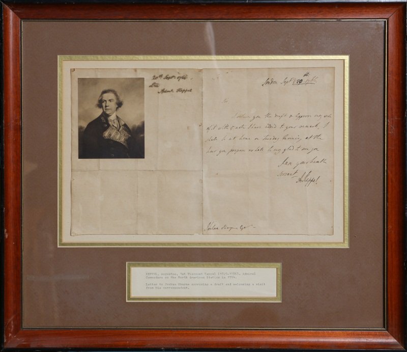 KEPPEL, AUGUSTUS ADMIRAL AUTOGRAPH LETTER 1766: KEPPEL, AUGUSTUS ADMIRAL AUTOGRAPH LETTER 1766 Signed letter to John Shane approving a draft and welcoming a visit from his correspondent. Keppel was the Admiral Commodore on the North American Statio