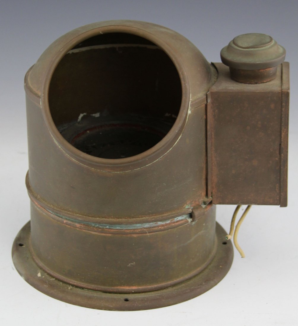 BRASS SESTREL BINNACLE WITH COMPASS AND LIGHTING: BRASS SESTREL BINNACLE WITH COMPASS AND LIGHTING Brass Sestrel binnacle with compass and lighting (1875 - 1925). Brass binnacle top with lighting mechanism to right, mounted Sestrel compass. Size: 10 