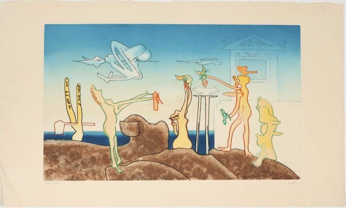 ROBERTO MATTA SIGNED COLOR ETCHING: ROBERTO MATTA SIGNED COLOR ETCHING Roberto Matta (Chilean 1911-2002) Signed color etching. Print #19/25. Signed on the bottom right corner. Image size: 27 x 19". Not framed. Size: Paper: 36 x 25.25"