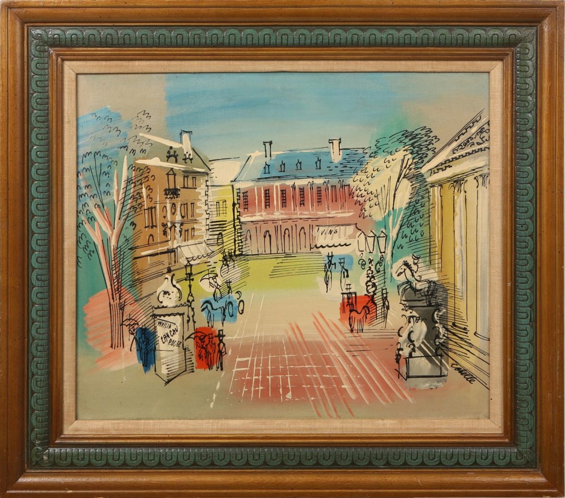 CHARLES COBELLE LA MADELEINE PARIS ORIGINAL 1970'S: CHARLES COBELLE LA MADELEINE PARIS ORIGINAL 1970'S Charles Cobelle (French, 1902-1994), mixed media on canvas painting featuring entrance to the Church La Madeleine. Signed bottom right corner, "Cobel