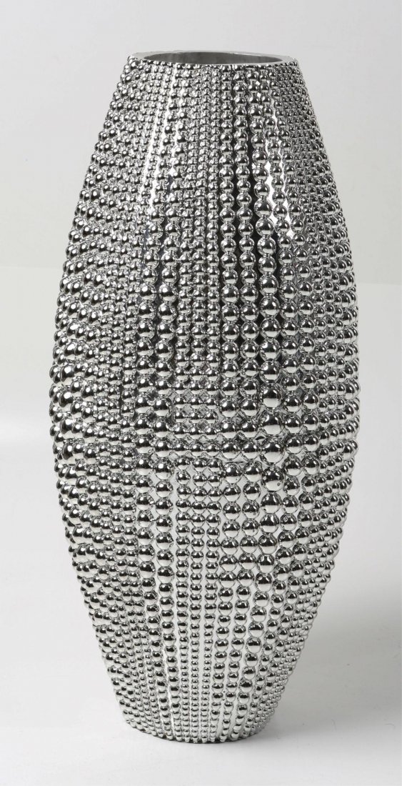 SILVER PAINTED PLASTER HOBNAIL FLOOR VASE: SILVER PAINTED PLASTER HOBNAIL FLOOR VASE Silver painted plaster hobnail floor vase. Size: 25"