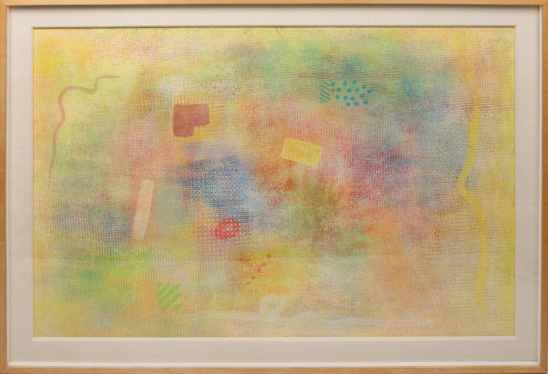 ROBERT NATKIN INTIMATE LIGHTING SERIES ACRYLIC: ROBERT NATKIN INTIMATE LIGHTING SERIES ACRYLIC Acrylic on paper, from the "Intimate Lighting Series", circa. 1970's, by artist Robert Natkin (American, 1930-2010). This series was influence by the Cub