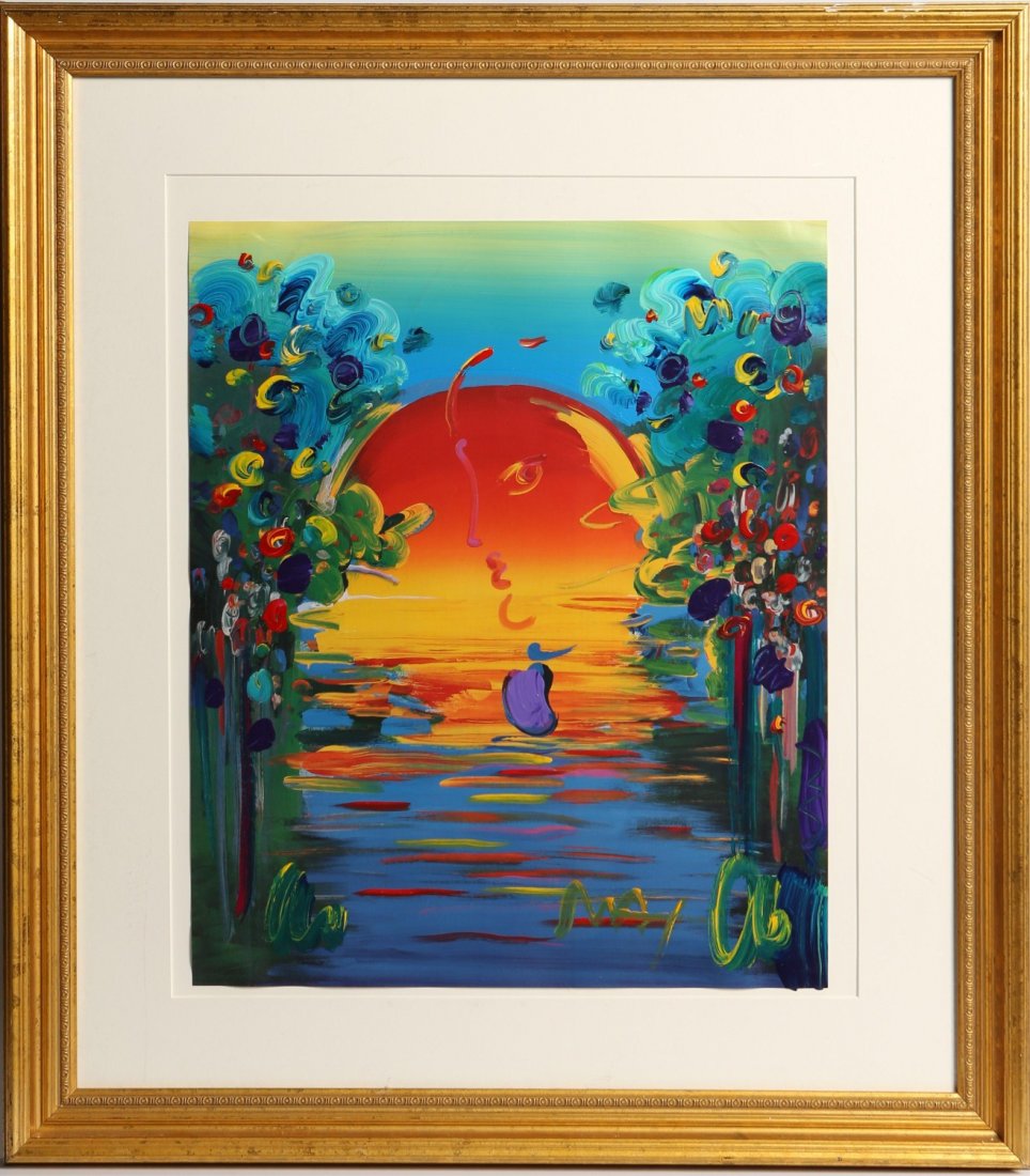 PETER MAX BETTER WORLD III MIXED MEDIA 1999: PETER MAX BETTER WORLD III MIXED MEDIA 1999 Peter Max (German/American, b.1937), Better World III, Mixed Media - acrylic over lithograph. Signed bottom right. Float mounted and framed under plexi in g