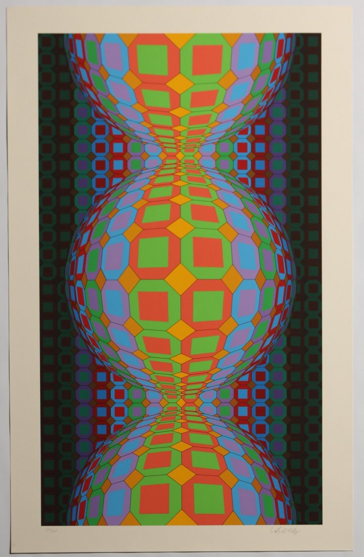 VICTOR VASARELY KABBA II SIGNED SERIGRAPH 1988: VICTOR VASARELY KABBA II SIGNED SERIGRAPH 1988 Victor Vasarely, Hungarian (1908 - 1997), Kabba II, Signed Serigraph, limited edition of 250, numbered 157. Signed in pencil bottom right. Image size: 36