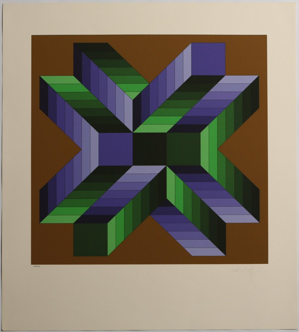 VICTOR VASARELY MATA-FEM SIGNED SERIGRAPH 1978: VICTOR VASARELY MATA-FEM SIGNED SERIGRAPH 1978 Victor Vasarely, Hungarian (1908 - 1997), Mata-Fem, signed Serigraph, limited edition of 250, numbered 148. Signed in pencil bottom right. Image size: 22