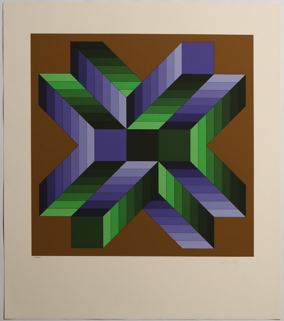 VICTOR VASARELY MATA-FEM SIGNED SERIGRAPH 1978: VICTOR VASARELY MATA-FEM SIGNED SERIGRAPH 1978 Victor Vasarely, Hungarian (1908 - 1997), Mata-Fem, signed Serigraph, limited edition of 250, numbered 149. Signed in pencil bottom right. Image size: 22
