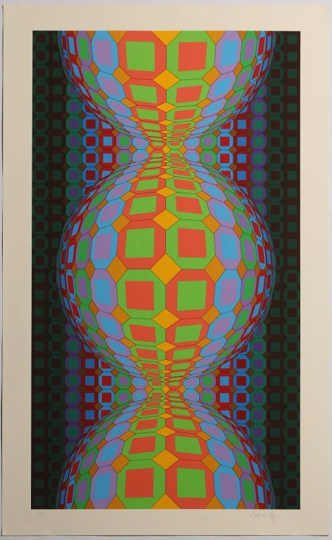 VICTOR VASARELY KABBA II SIGNED SERIGRAPH 1988: VICTOR VASARELY KABBA II SIGNED SERIGRAPH 1988 Victor Vasarely, Hungarian (1908 - 1997), Kabba II, signed Serigraph, limited edition of 250, numbered 127. Signed in pencil bottom right. Image size: 36